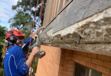 Buyer Beware – Concrete Cancer Risk for South East Queensland Buyers Concrete cancer repairs to high rise balcony. Image by Gecko Rope Access.